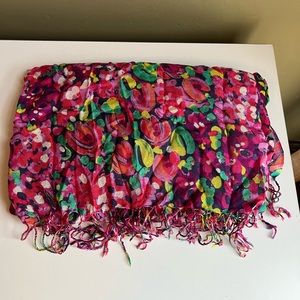 Lilly Pulitzer womens murfee fringe scarf like new condition fun artsy patterned